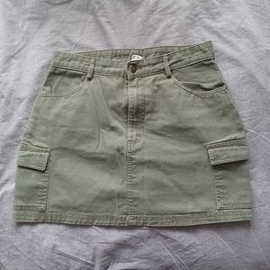 Olive green cargo mini skirt